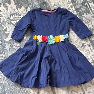 Kids Blue Dress with Floral Belt